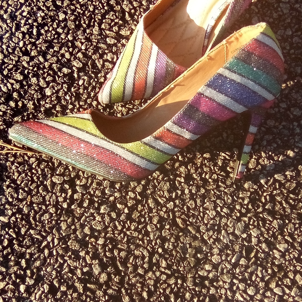 Multicolor Striped Women's Heels